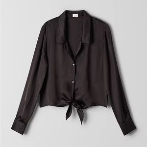 NWT - Wilfred Tie Front Blouse - Size S in Black Noir